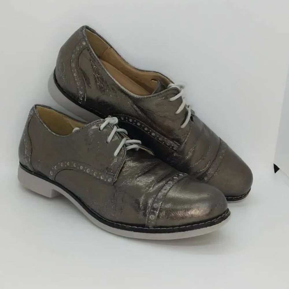 Cole Haan Derby Oxford Women's Pre-owned Metallic Gold/Gray Sneakers - sz. 5B